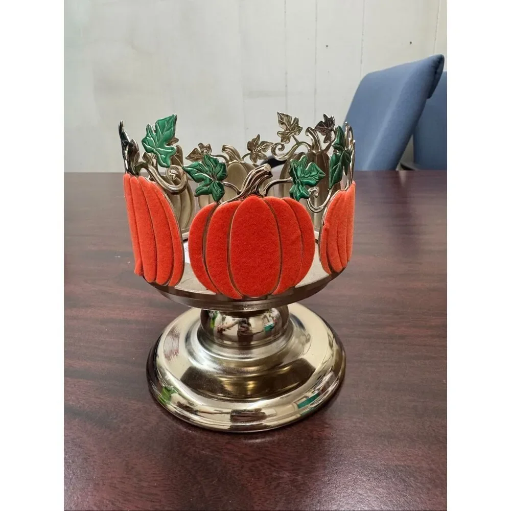 Bath & Body Works Flocked Pumpkins Tiered 3-Wick Candle Holder